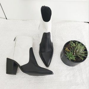 L'INTERVALLE Limited Edition Colour Block Leather Western Cowboy Ankle Boots